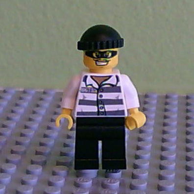 LEGO Minifigure-Jail Prisoner, Prison Stripes, Black Knit Cap, Mask (86753)-Holiday / Christmas-HOL041-Creative Brick Builders
